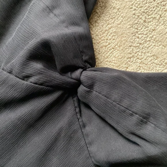 LIKE NEW J. Crew | Silk Chiffon Knot Dress Size 0 Petite Little Black Dress - Picture 5 of 16